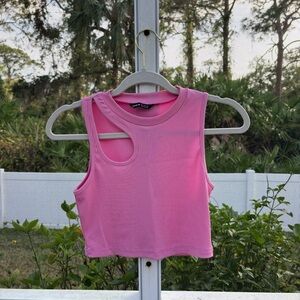 Pink Cutout Tank Top